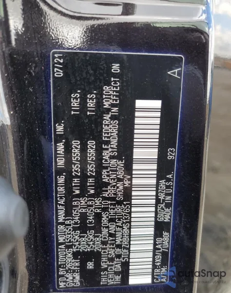 2021 Toyota Highlander Platinum from USA, damaged, VIN 5TDFZRBH8MS137651